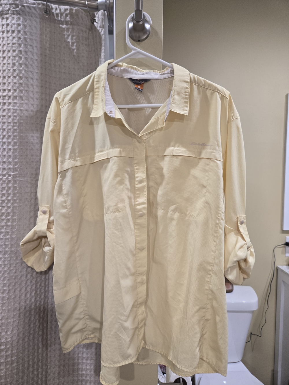 Women's Eddie Bauer Lightweight Creamy Yellow Button-Up Jacket Windbreaker Top